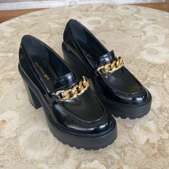 Madden Girl Kelsey-C Chunky Platform Heeled Chain Detail Loafers - Picture 3 of 11